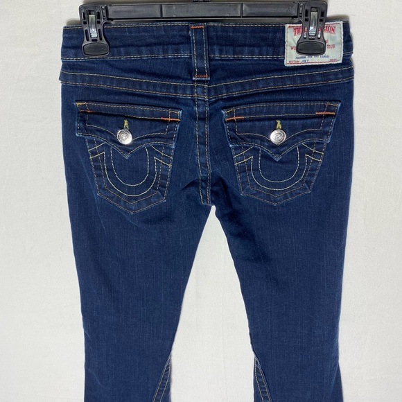 Vintage Y2K True Religion Dark Wash Ultra Low Rise Flare Leg Jeans 25 - Picture 11 of 16